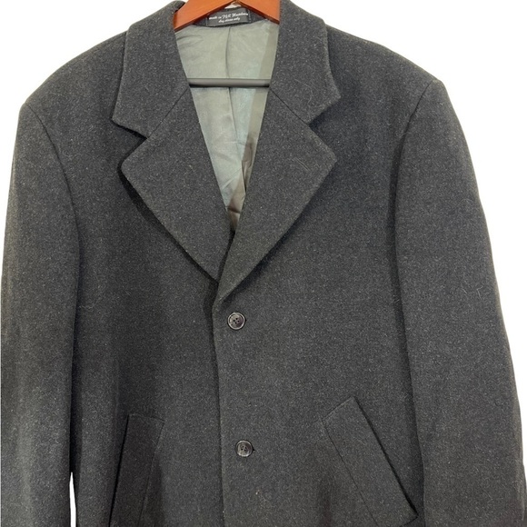 Andrew Fezza Mens Cashmere Blend Overcoat Charcoal Gray Size S42. - Picture 4 of 12